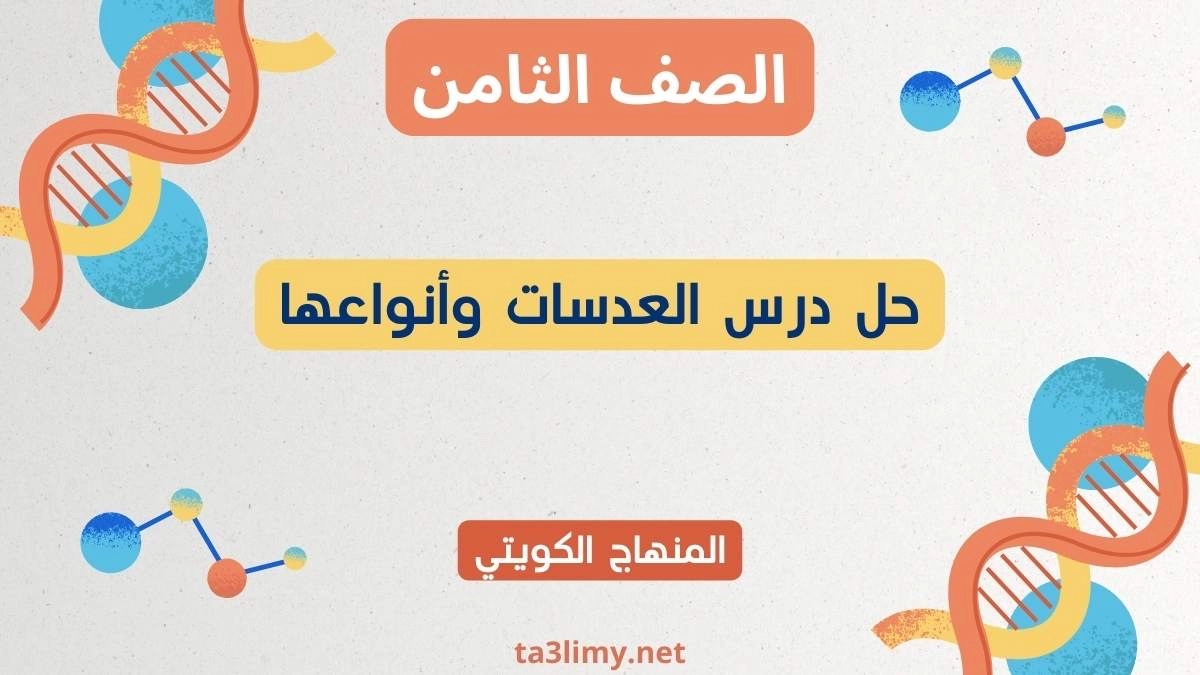 حل درس العدسات وأنواعها للصف الثامن الكويت