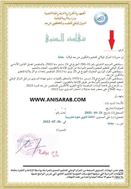استخراج شهادة اثبات المستوى مراسلة 2023